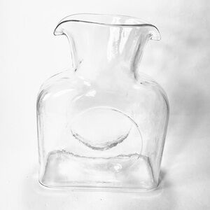 Blenko Art Glass Double Spout Water Carafe Bottle Jug Vase Clear Dimple